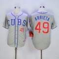 Chicago Cubs #49 Jake Arrieta gray mlb baseball jerseys