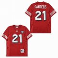 Throwback San Francisco 49ers 21 Deion Sanders red nfl jersey-SG