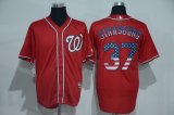 Washington Nationals #37 Stephen Strasburg usa flag Red MLB Jerseys