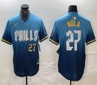 Nike Philadelphia Phillies #27 Nola skyblue majestic baseball jersey city version-BD