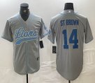 Detroit Lions #14 Ra St. Brown grey baseball Joint name -BD