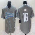 Nike Detroit Lions #16 Jared Goff gray baseball jerseys Joint name-BD