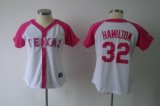 MLB Texas Rangers 32 HAMILTON white women jersey