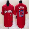 2023 World Cup Dominican Republic's #13 Manny Machado red majestic baseball jerseys 08