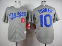 Los Angeles Dodgers #10 Justin Turner gray baseball jerseys