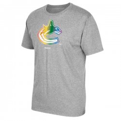 Men\'s Vancouver Canucks Reebok Gray Rainbow Pride T-Shirt