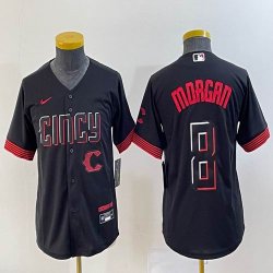 Youth Nike Cincinnati Reds #8 Joe Morgan black Flexbase Authentic Collection Jersey city version -BD 02