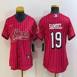 Women Nike San Francisco 49ers #19 Deebo Samuel red baseball jerseys Joint name-BD