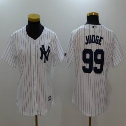 Women New York Yankees #99 Aaron Judge white majestic baseball jersey-BD