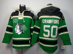 Reebok Chicago Blackhawks #50 CRAWFORD Green NHL Hooded Sweatshirt