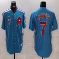 Nike Philadelphia Phillies #7 Trea Turner skyblue throwback mlb jerseys 02