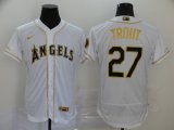 Nike Anaheim Angels #27 Mike Trout white gold Flexbase Authentic Collection Jersey