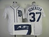 Detroit Tigers 37 Scherzer white mlb Signature jerseys