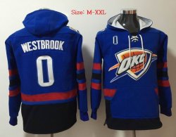 Oklahoma City Thunder #0 Russell Westbrook blue nba Hooded Sweatshirt