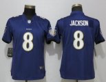 Women Baltimore Ravens #8 Lamar Jackson purple Color Rush Limited Jersey