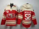 San Francisco 49ers 52 Patrick Willis red beige nfl Hooded Sweatshirt