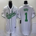 Nike Philadelphia Eagles #1 Jalen Hurts white baseball jerseys Joint name-BD