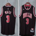 Chicago Bulls #3 Dwyane Wade black red stripe Stitched NBA Jersey