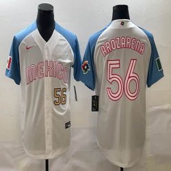 2023 World Cup Mexico #56 Randy Arozarena white skyblue majestic baseball jerseys 15