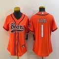 Women Nike Chicago Bears #1 Justin Fields orange baseball jerseys Joint name-BD