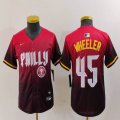 Youth Nike Philadelphia Phillies #45 Zack Wheeler red majestic baseball jersey city version 02