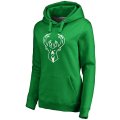 Women's Milwaukee Bucks Fanatics Branded Kelly Green St. Patrick's Day White Logo Pullover Hoodie