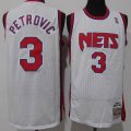 Brooklyn Nets #3 Drazen Petrovic white throwback NBA jerseys