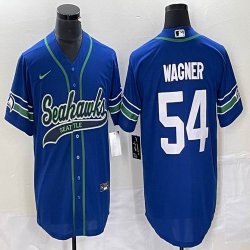 Nike Seahawks #54 Bobby Wagner blue baseball jerseys Joint name-BD