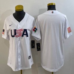 Women 2023 World Cup blank white USA majestic baseball jerseys 02