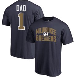 Men\'s Milwaukee Brewers Fanatics Branded Navy 2018 Father\'s Day Number 1 Dad T-Shirt