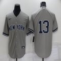 Nike New York Yankees #13 gray majestic baseball Jersey-BD