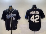 Los Angeles Dodgers #42 Jackie Robinson black nike majestic baseball jersey 03