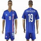 2016 Iceland team MAGNUSSON #19 blue soccer jerseys home