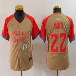 Youth American League Juan Soto Nike Cream 2024 MLB All-Star Game Limited Player Jersey 02