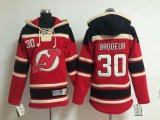 Youth New Jersey Devils #30 Martin Brodeur Red Ice Hockey Hooded Sweatshirt