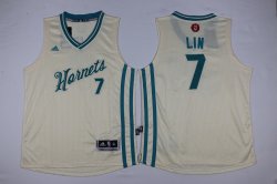 Youth Charlotte Hornets #17 Jeremy Lin beige 2016 NBA Christmas Jersey