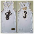 Nike Miami Heat #3 Dwyane Wade white gold nba jerseys