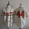 New Atlanta Braves #44 Hank Aaron throwback beige baseball jersey