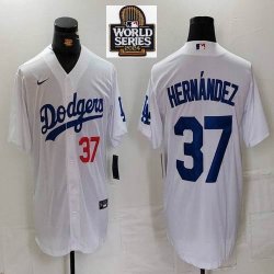 Nike Los Angeles Dodgers #37 Enrique Hernandez white majestic baseball jerseys 01