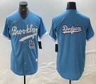 Nike Los Angeles Dodgers blank skyblue throwback MLB baseball Jersey -BD 04