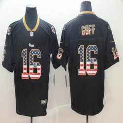 Nike Rams #16 Jared Goff Lights Out Black USA Flag Color Rush Limited Jersey