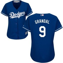 Women Los Angeles Dodgers #9 Yasmani Grandal blue majestic baseball jersey