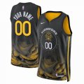 Customized Golden State Warriors black yellow basketball jerseys city version