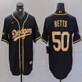 Dodgers #50 Mookie Betts black gold fashion majestic baseball Jersey-BD