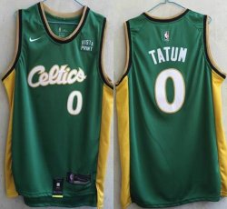 Youth Nike Boston Celtics #0 Jayson Tatum green nba basketball jerseys Hot press font 01