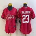 Women Nike San Francisco 49ers #23 Christian McCaffrey red baseball jerseys Joint name-BD