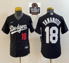 Youth Nike Los Angeles Dodgers #18 Yoshinobu Yamamoto black majestic baseball jerseys