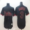 Philadephia Phillis #3 Bryce Harper black majestic baseball jersey-BD