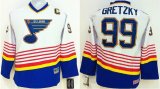 youth St. Louis Blues #99 Wayne Gretzky white hockey jersey C patch