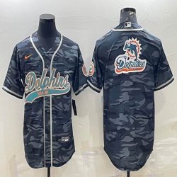 Nike Miami Dolphins blank gray camo baseball jerseys Joint name-BD 01